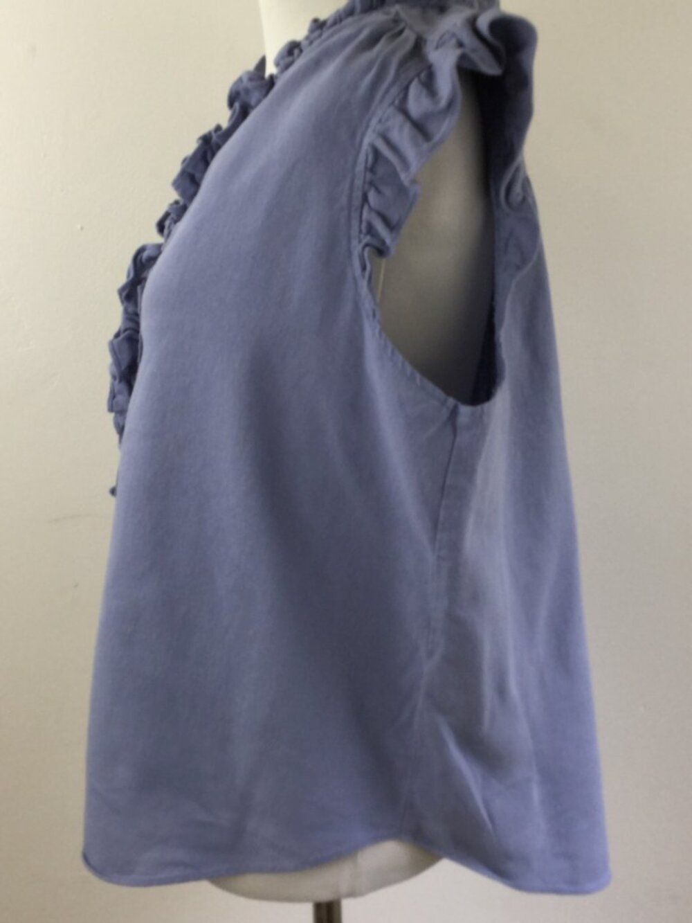 Ellen Tracy Linen Blend Ruffle Sleeveless Top l - Picture 3 of 7